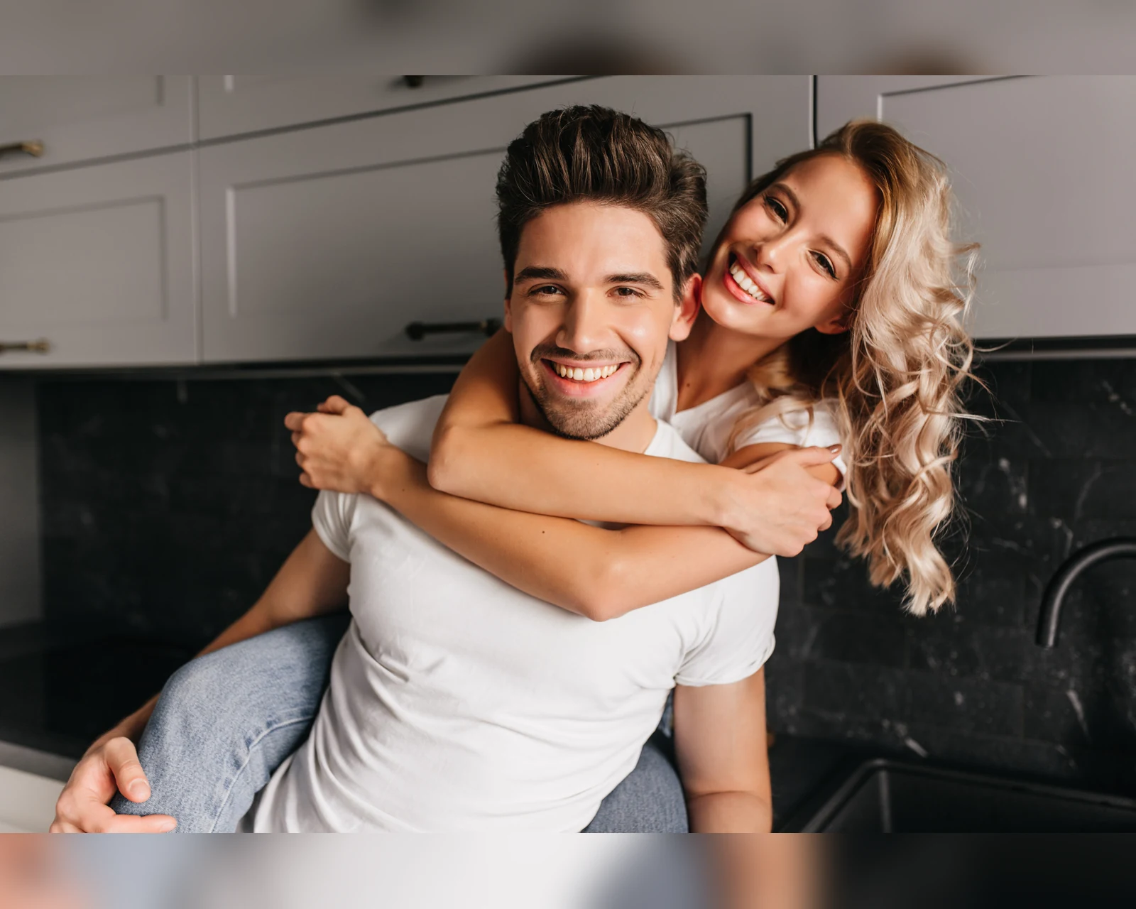 Smiling couple indoors