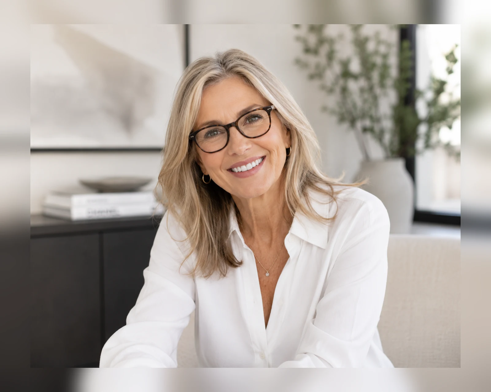 Smiling mature woman in glasses
